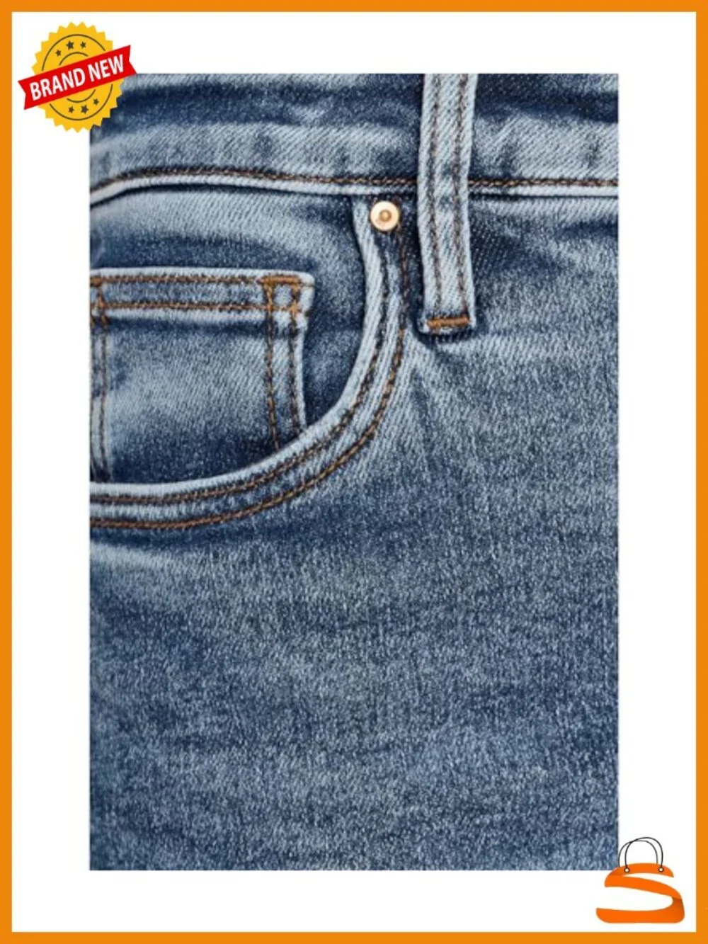High Rise Straight Leg Mom Jeans - Cotton Blend Stretch